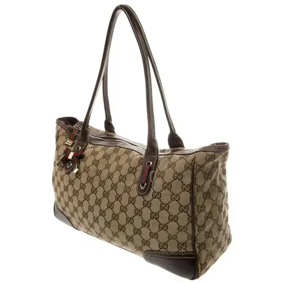 GUCCI Princy Sherry GG Canvas Leather Shoulder Tote Bag Brown Authentic - Picture 2 of 16